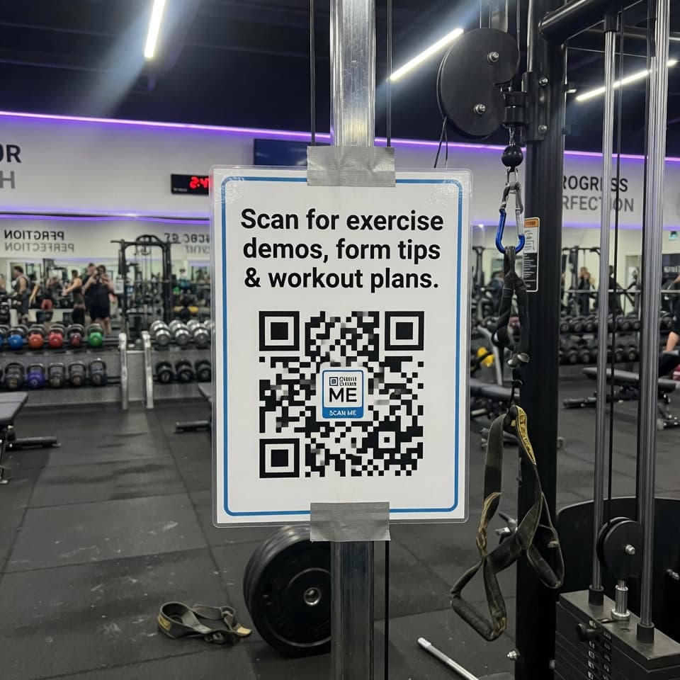 Gym equipment with QR code