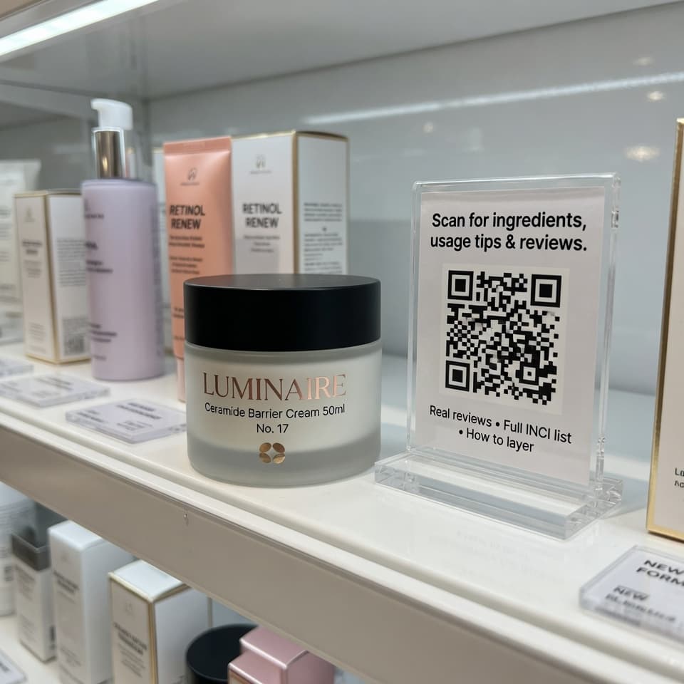 Retail shelf with QR code