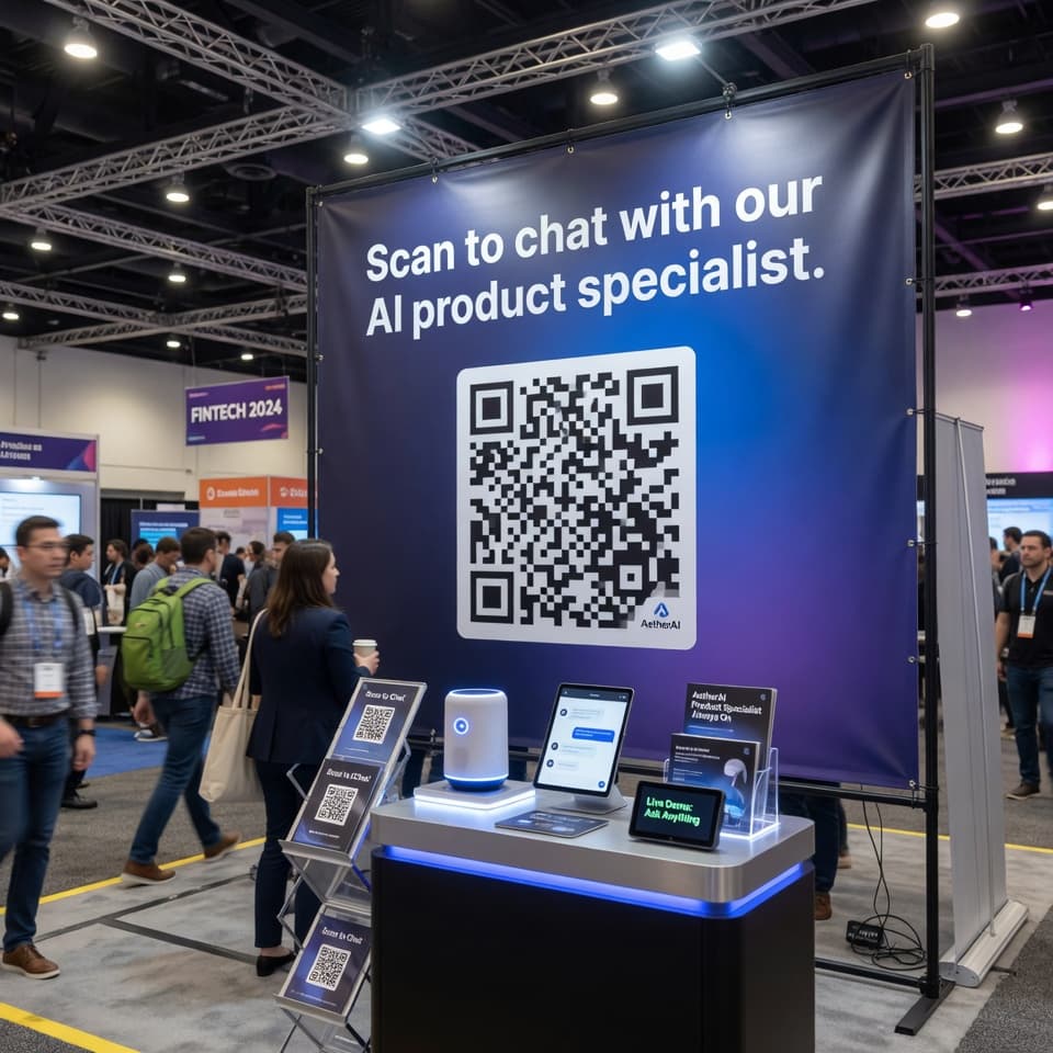 Trade show booth with QR code